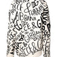 White Black Logo Print Women Pullover Sweater