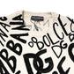 White Black Logo Print Women Pullover Sweater