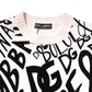 White Black Logo Print Women Pullover Sweater