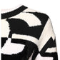 White Black Logo Print Women Pullover Sweater