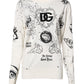 White Logo Angel Print Women Pullover Sweater