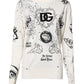 White Logo Angel Print Women Pullover Sweater