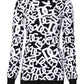 Black White Logo Print Women Pullover Sweater