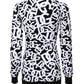 Black White Logo Print Women Pullover Sweater