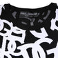 Black White Logo Print Women Pullover Sweater
