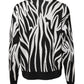 Black White Print Women Pullover Sweater