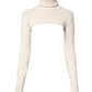 Ivory Cashmere Turtleneck Cropped Top Sweater