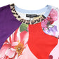 Multicolor Patchwork Short Sleeve Blouse Top