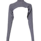 Gray Wool Knit Turtleneck Cropped Top Sweater