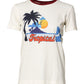 White Cotton Print Short Sleeves Top T-shirt