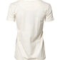 White Cotton Print Short Sleeves Top T-shirt