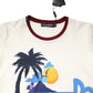 White Cotton Print Short Sleeves Top T-shirt