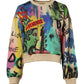 Multicolor Print Cotton Pullover Sweater
