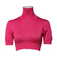 Pink Silk Knitted Turtleneck Cropped Top