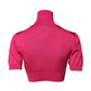 Pink Silk Knitted Turtleneck Cropped Top