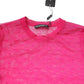 Pink Nylon See Through Women Short Sleeves Top