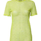 Green Nylon See Through Women Short Sleeves Top