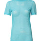 Blue Nylon See Through Women Short Sleeves Top