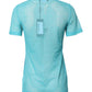 Blue Nylon See Through Women Short Sleeves Top