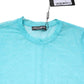 Blue Nylon See Through Women Short Sleeves Top