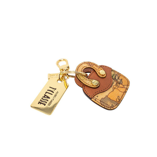 Beige Leather Keychain