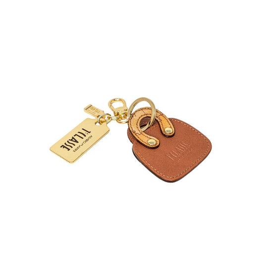 Beige Leather Keychain