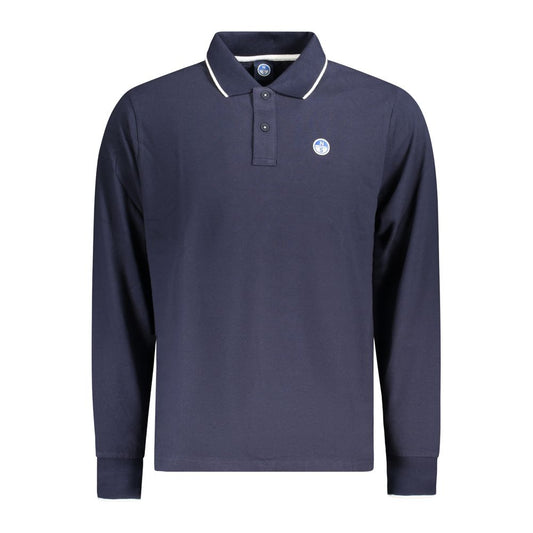 Blue Cotton Men Polo Shirt