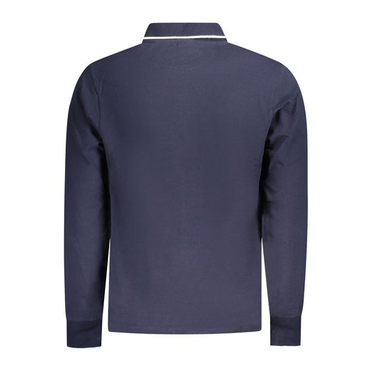 Blue Cotton Men Polo Shirt