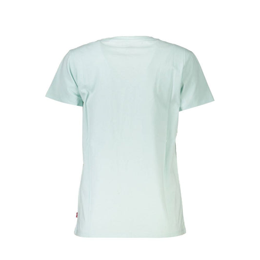 Light Blue Cotton Women T-Shirt