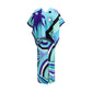 Iride print long Dress with cape