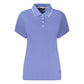 Blue Cotton Women Polo Shirt