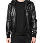 Black Lambskin Leather Full Zip Biker Jacket
