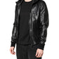 Black Lambskin Leather Full Zip Biker Jacket
