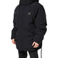 Black Nylon Full Zip Hooded Parka Jacket