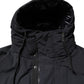 Black Nylon Full Zip Hooded Parka Jacket