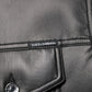 Black Polyester Button Down Biker Jacket