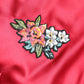 Red Floral Patch Full Zip Men Bomber Jacket