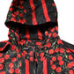 Black Cherry Print Hooded Windbreaker Jacket