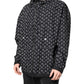 Black Heart Print Hooded Windbreaker Jacket