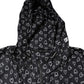 Black Heart Print Hooded Windbreaker Jacket