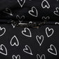 Black Heart Print Hooded Windbreaker Jacket