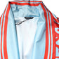 Blue Red Coral Print Wrap Robe Coat Jacket