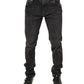 Gray Washed Cotton Skinny Denim Jeans
