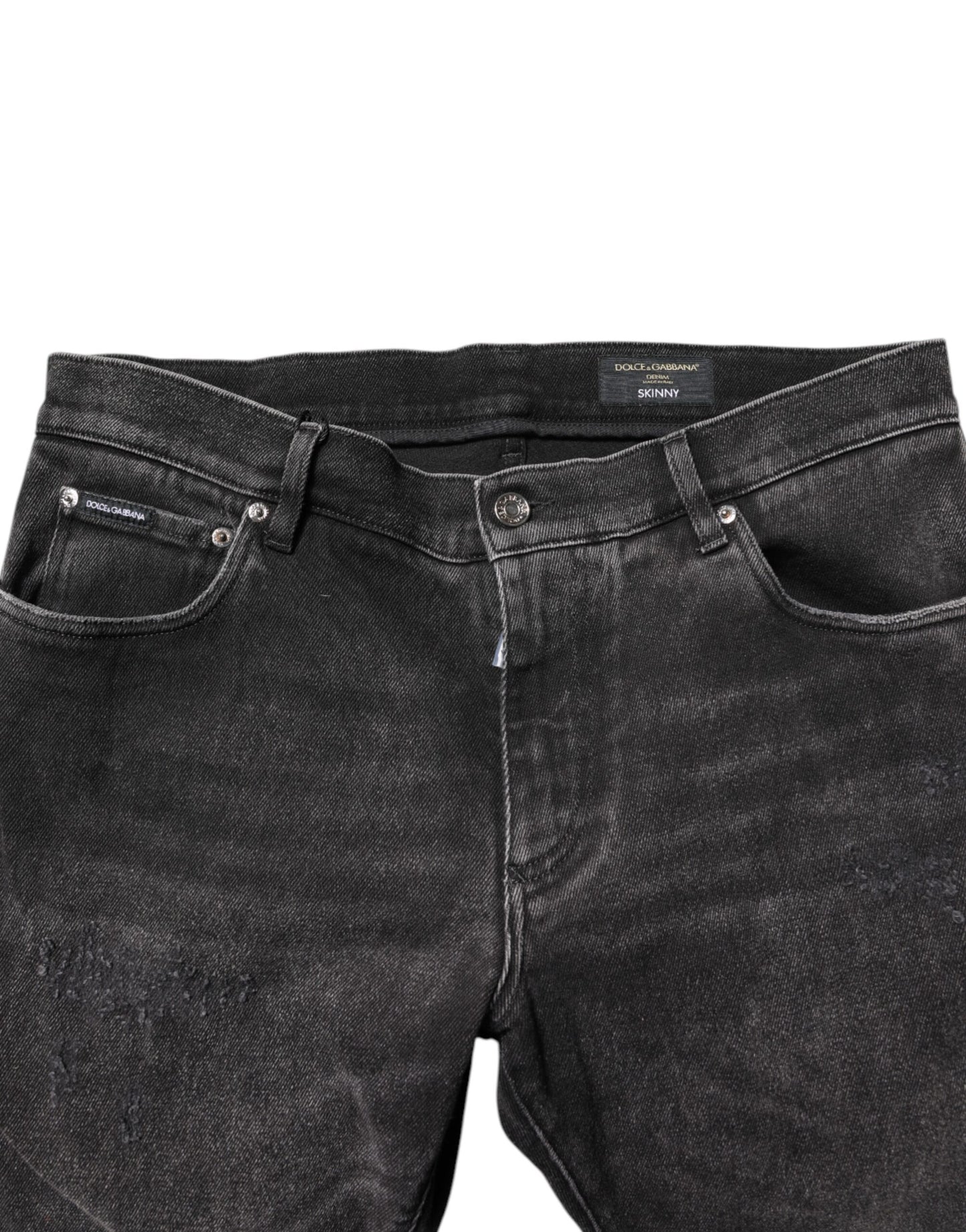Gray Washed Cotton Skinny Denim Jeans