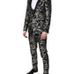 Black Gray MARTINI Jacquard Men 3 Piece Suit