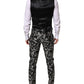 Black Gray MARTINI Jacquard Men 3 Piece Suit