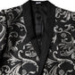 Black Gray MARTINI Jacquard Men 3 Piece Suit