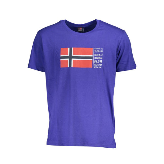 Blue Cotton Men T-Shirt
