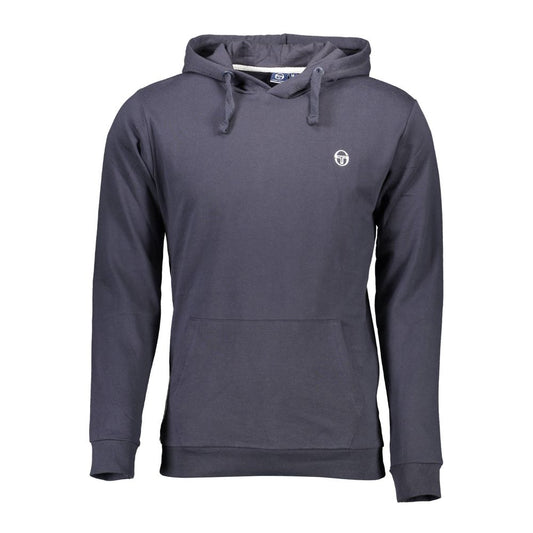 Blue Cotton Men Sweater with Hood