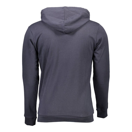Blue Cotton Men Sweater with Hood